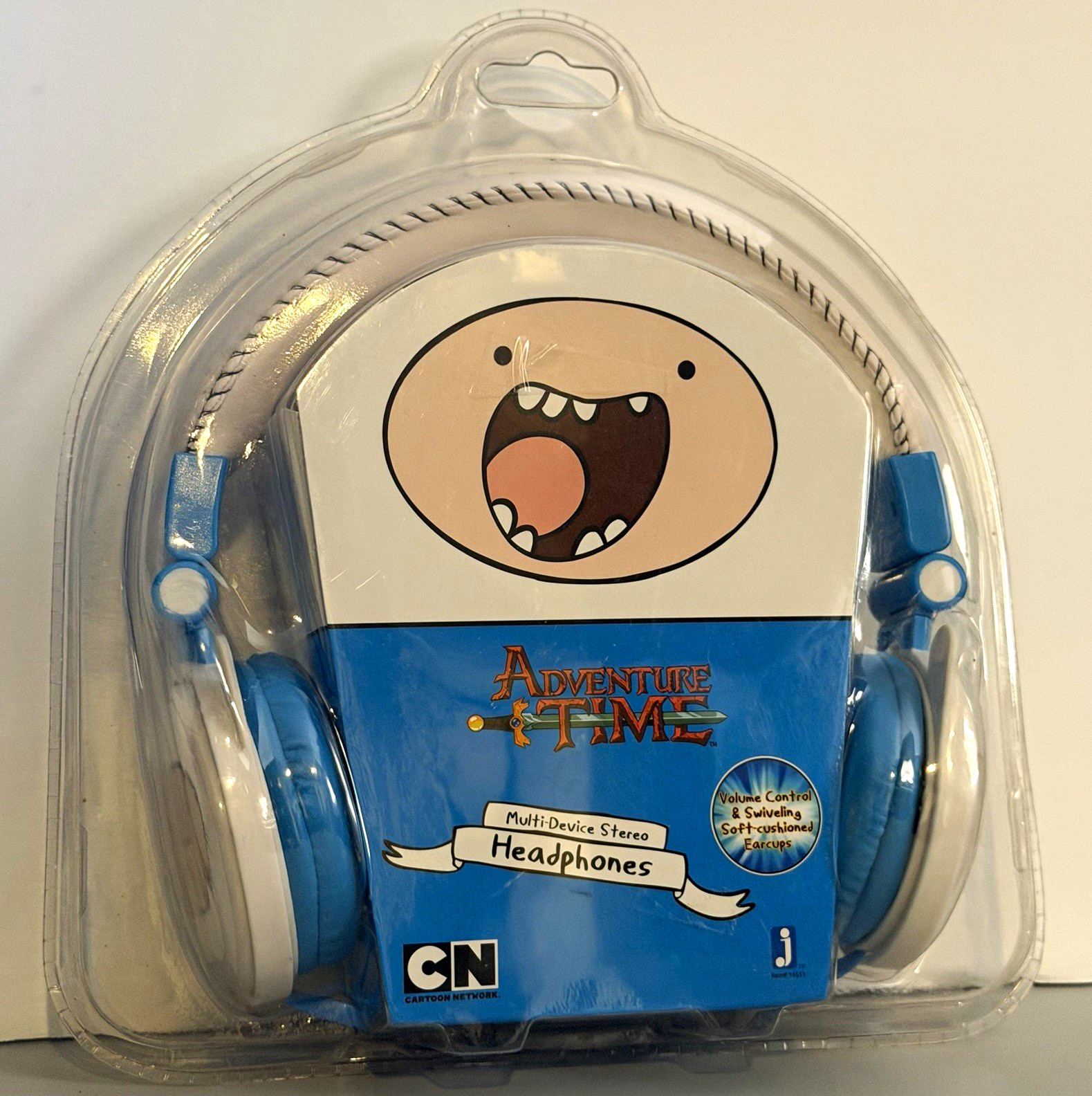 Jazwares Adventure Time Finn On-Ear Stereo Headphones 3.5mm Blue/White 14511
