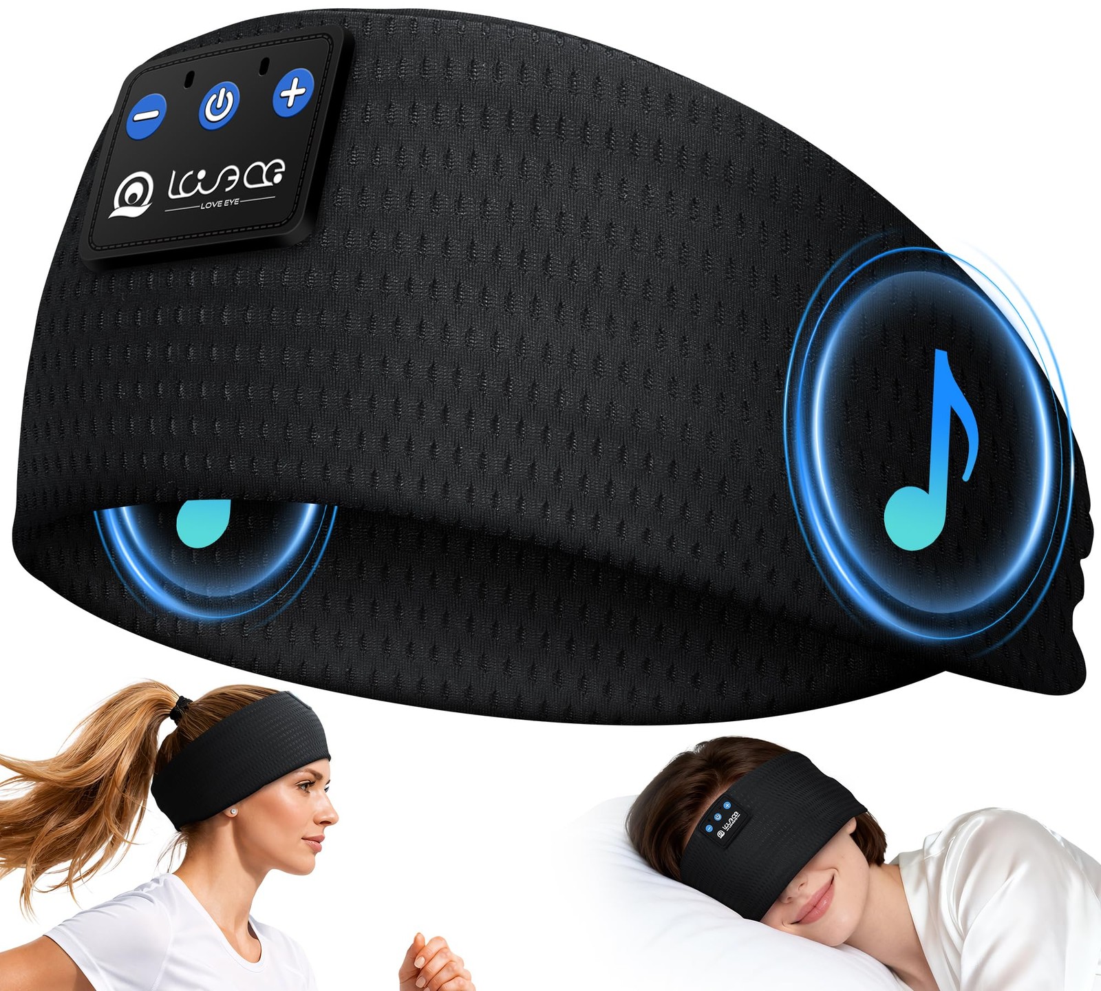 Mesh Black Bluetooth 5.4 Sleep Headphones Wireless Headband Sports Gadgets