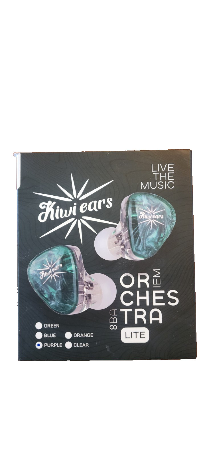 Kiwi ears Orchestra Lite IEM in ear monitor headphones. Purple. Tested.