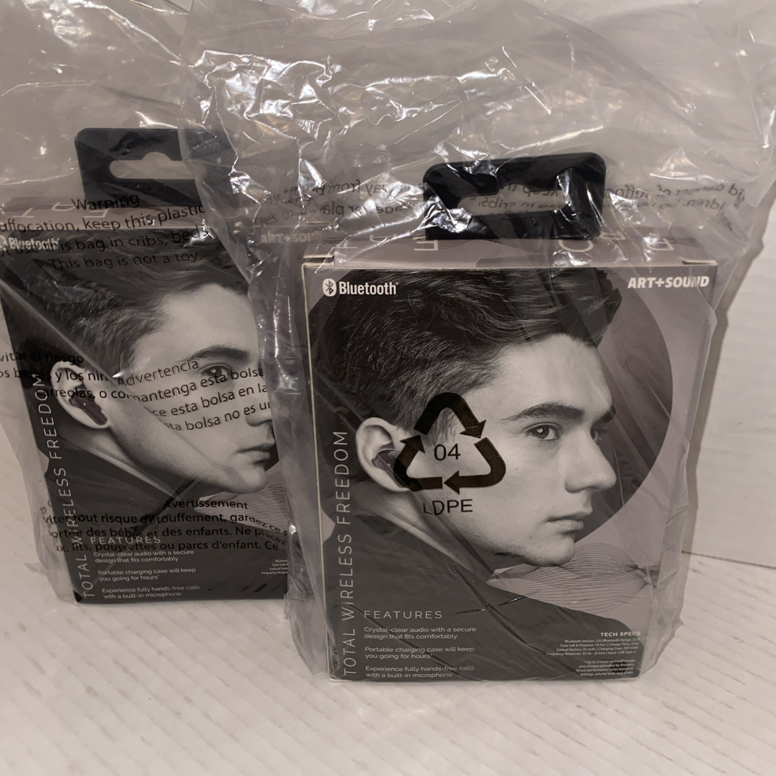 Art+Sound Bluetooth True Wireless Pro Ear Buds, Black, 2 Pack