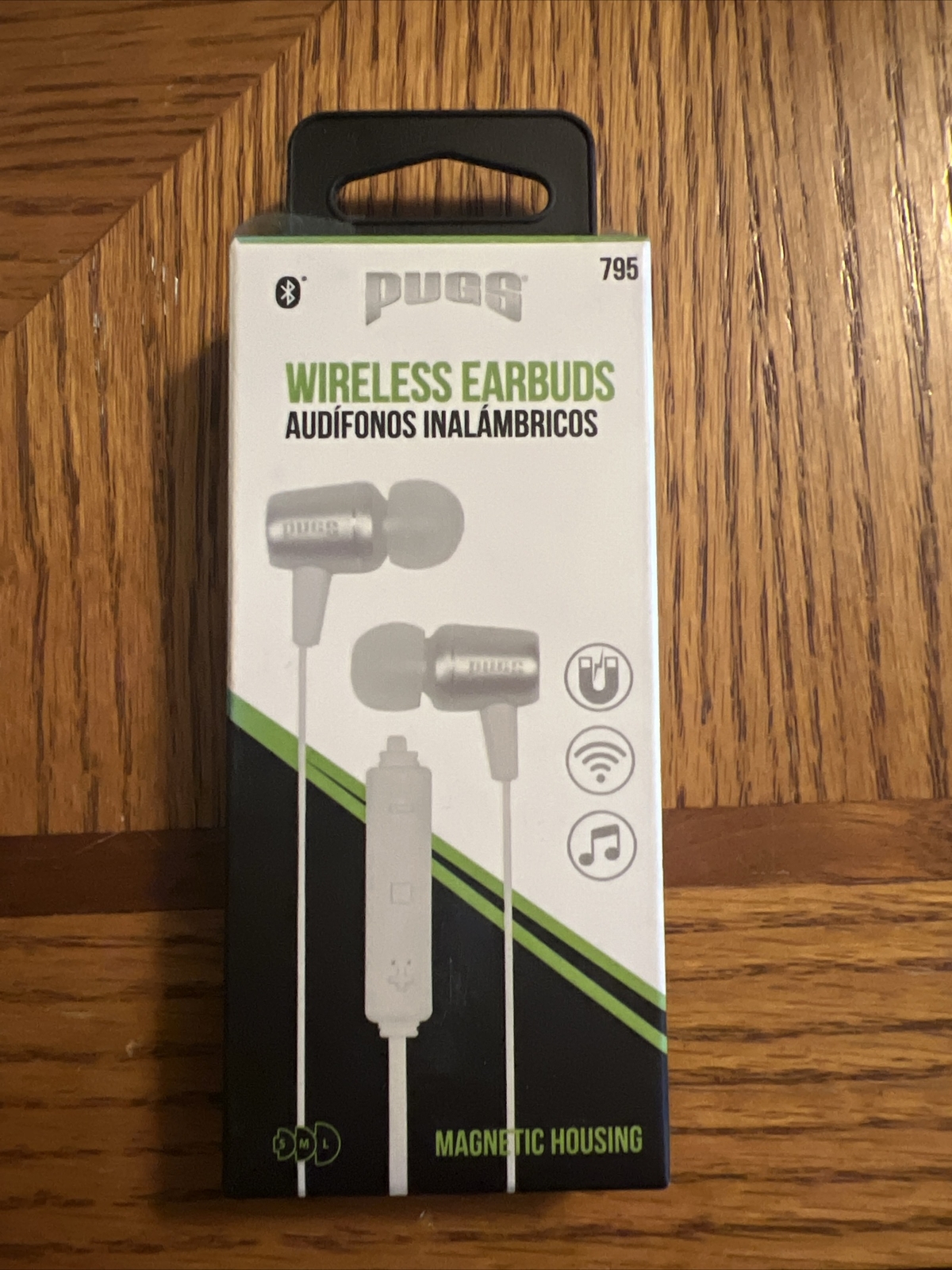 PUGS EARBUDS BLUETOOTH WIRELESS CON MAGNETIC EAR PI HANDS FREE MIC 795 White