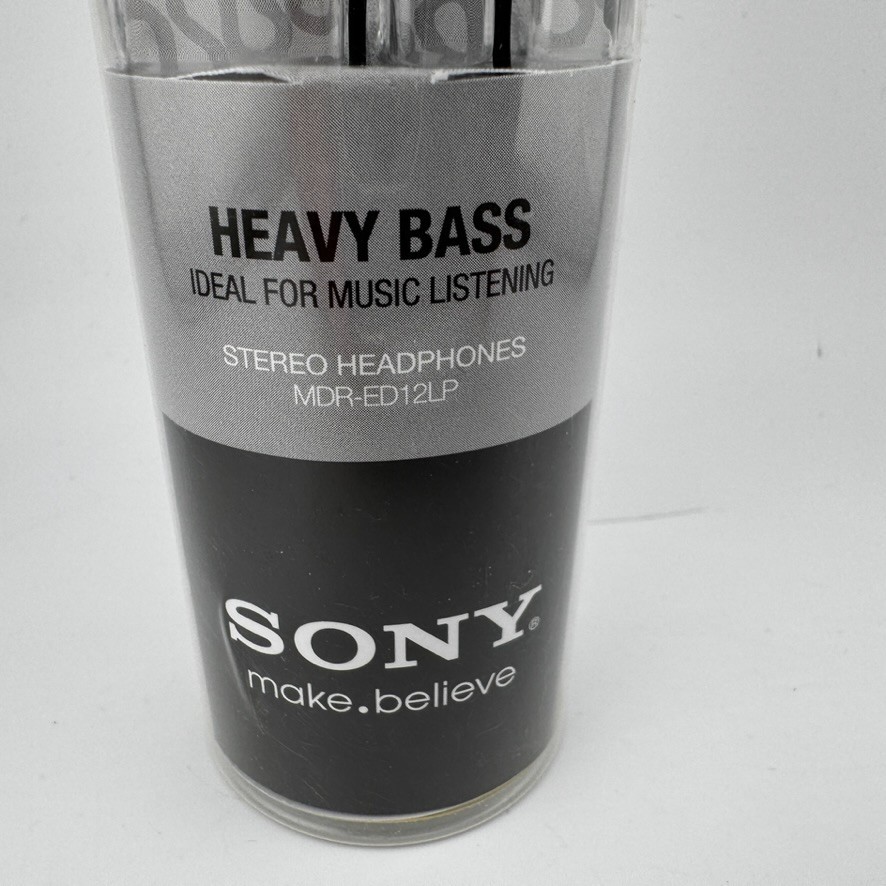 Sony MDR-ED12LP Stereo Headphones Heavy Bass Black Silver Earbuds NEW SEALED