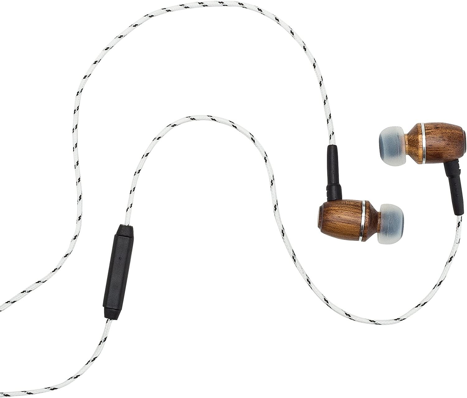 Onyx Genuine Wood in-Ear Noise-isolating Headphones| Earbuds (Zebra)