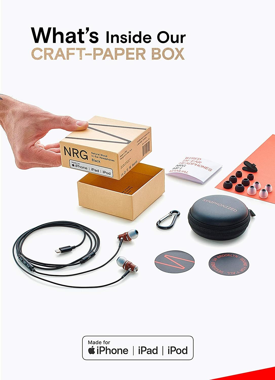 Symphonized NRG MFI Wired Earbuds for Apple Devices – (Open Box)