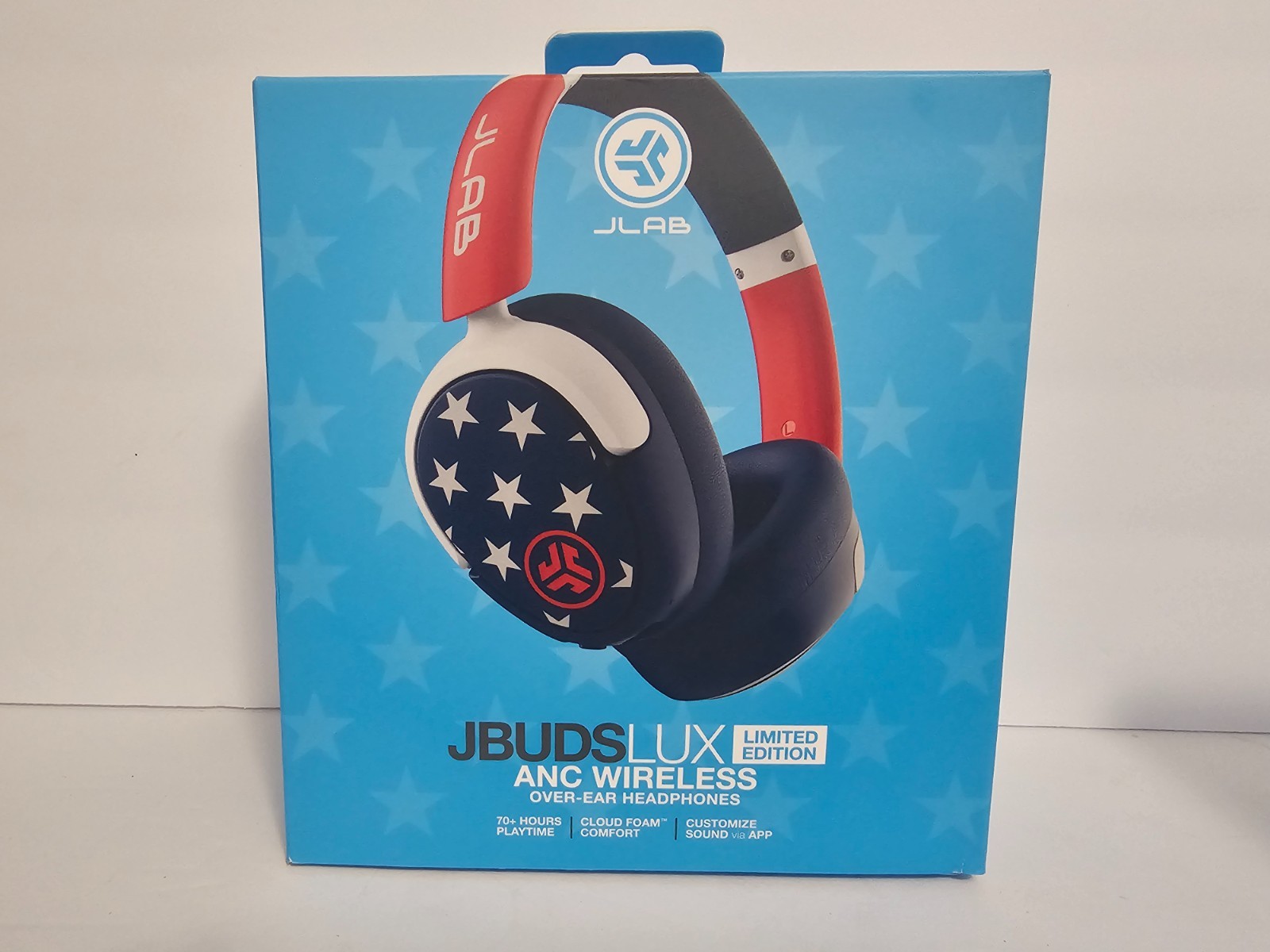 JLab JBuds Lux ANC Limited Edition Over- Ear Headphones New Red White & Blue