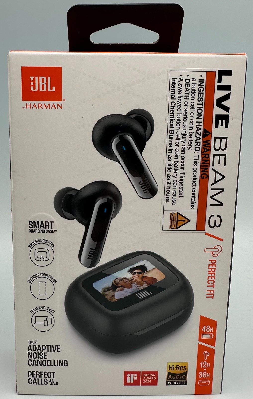 JBL Live Beam 3 True Wireless Noise Cancelling Earbuds – Black – New