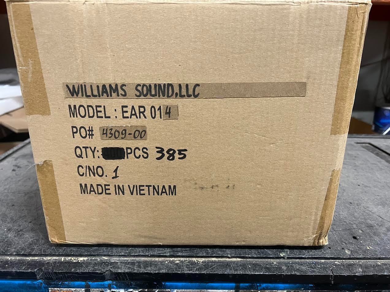 Box of 385 Williams Sound EAR014 Dual Mini Earphone Earbuds 16 ohm monoaural New