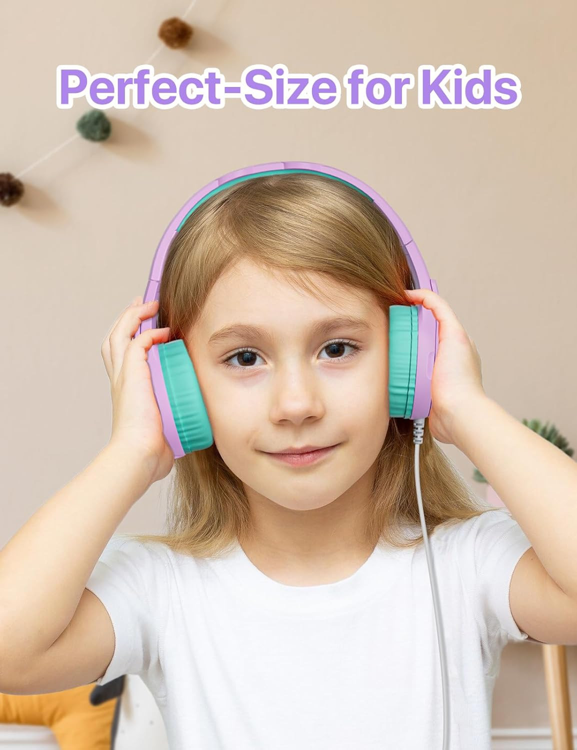 Kids Headphones, with Microphone, 80/90Db Volume Limiter, Audio Sharing Port, 3.