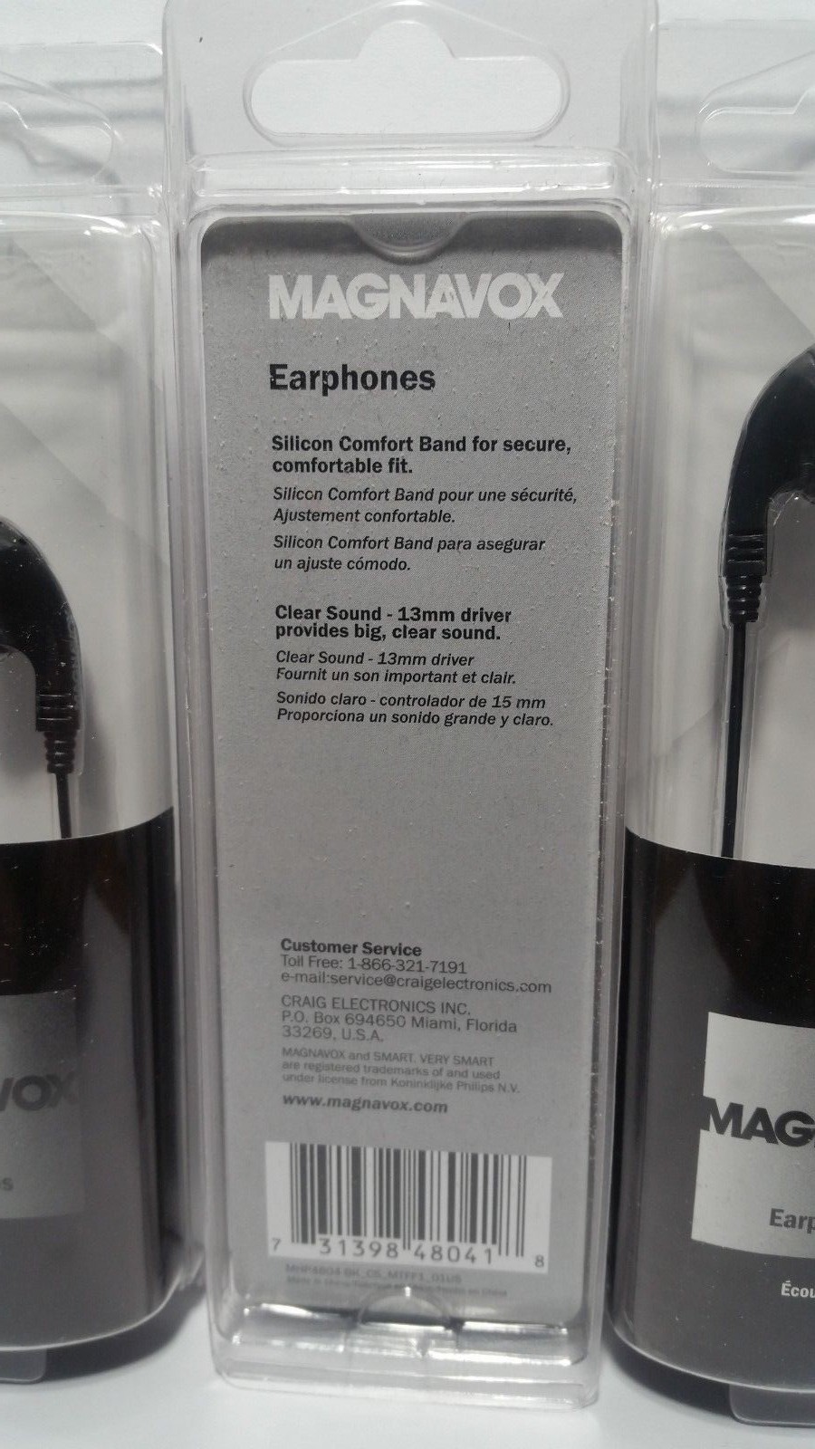 Magnavox Earphones Clear Sound Black 5 Pack