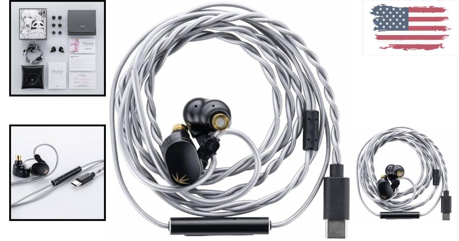 Elegant Black CHU II DSP USB-C In-Ear Monitors with Leather Case & Accessories
