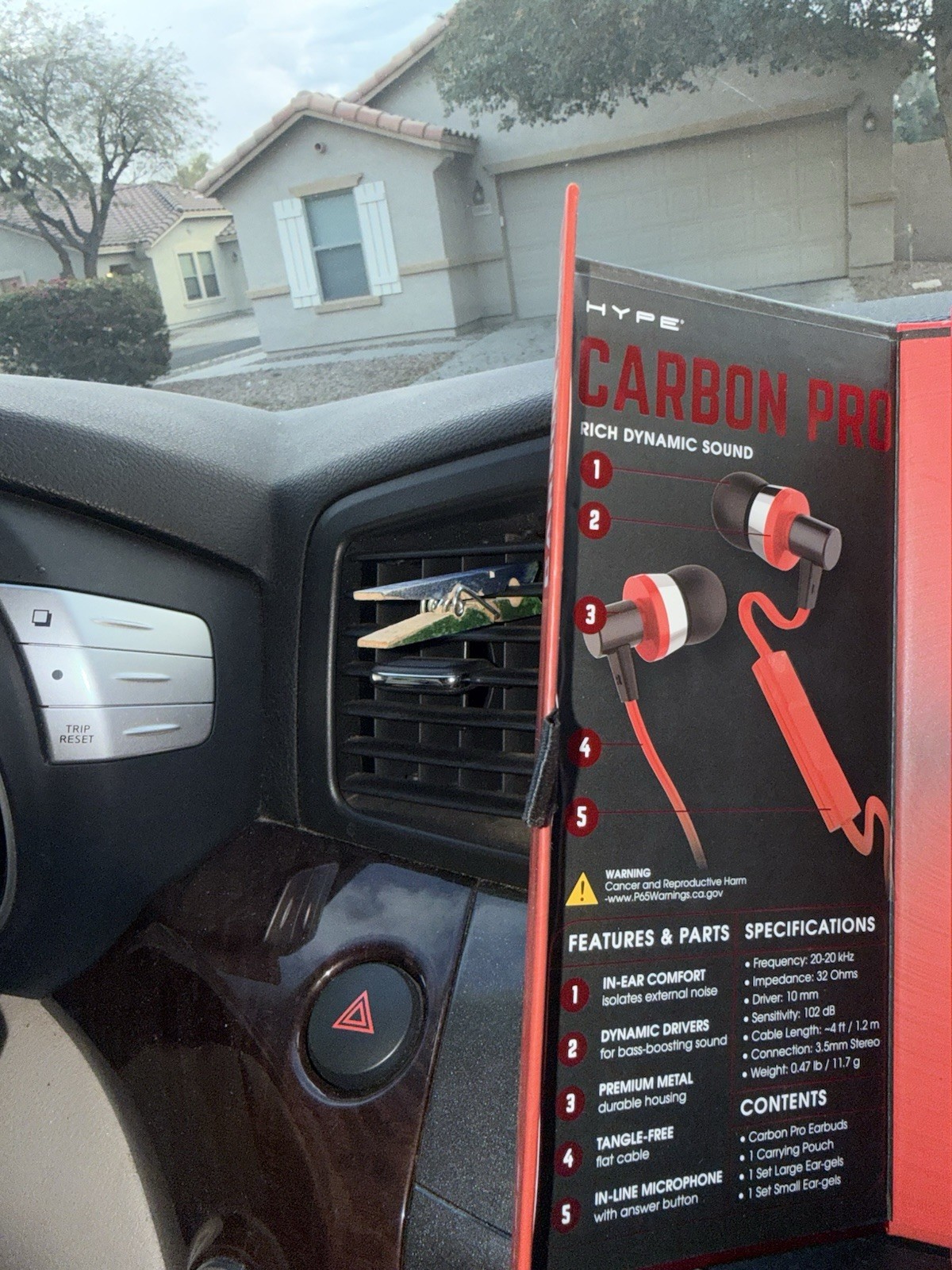 Hype Carbon Pro In-Ear Earbuds Red/Black, Built-in Mic, Tangle-Free Cable, 3.5mm
