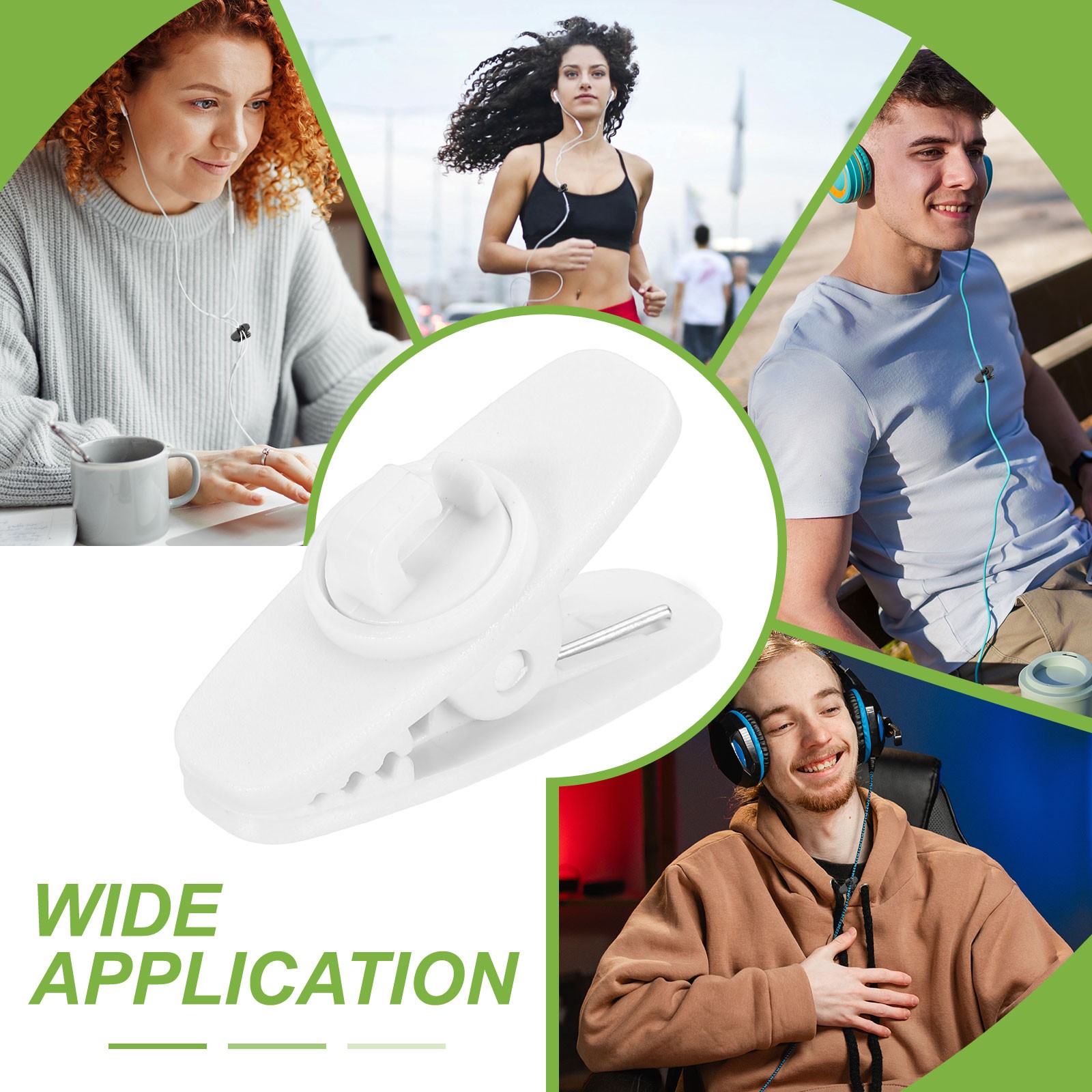10 Pcs 360 Degree Rotate Headphone Wire Clip 1.18″x0.47″x0.59″ White
