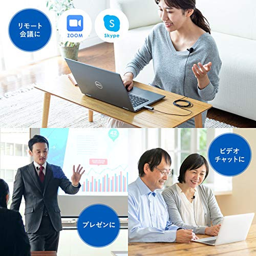 Sanwa Direct USB Lapel Microphone Condenser Compatible with Zoom Skype YouTube