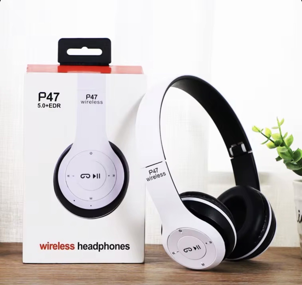 P47 Wireless Bluetooth 5.0+EDR Headphones – Green/White/Black/Blue/Red