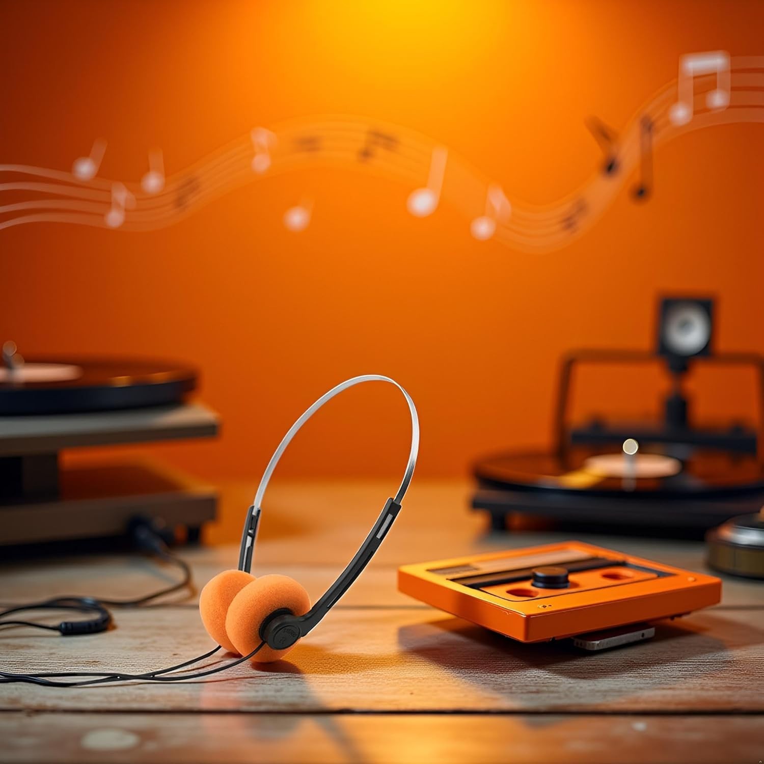 Stylish Orange Over-Ear Headphones with Hi-Fi Sound – Universal Compatibility