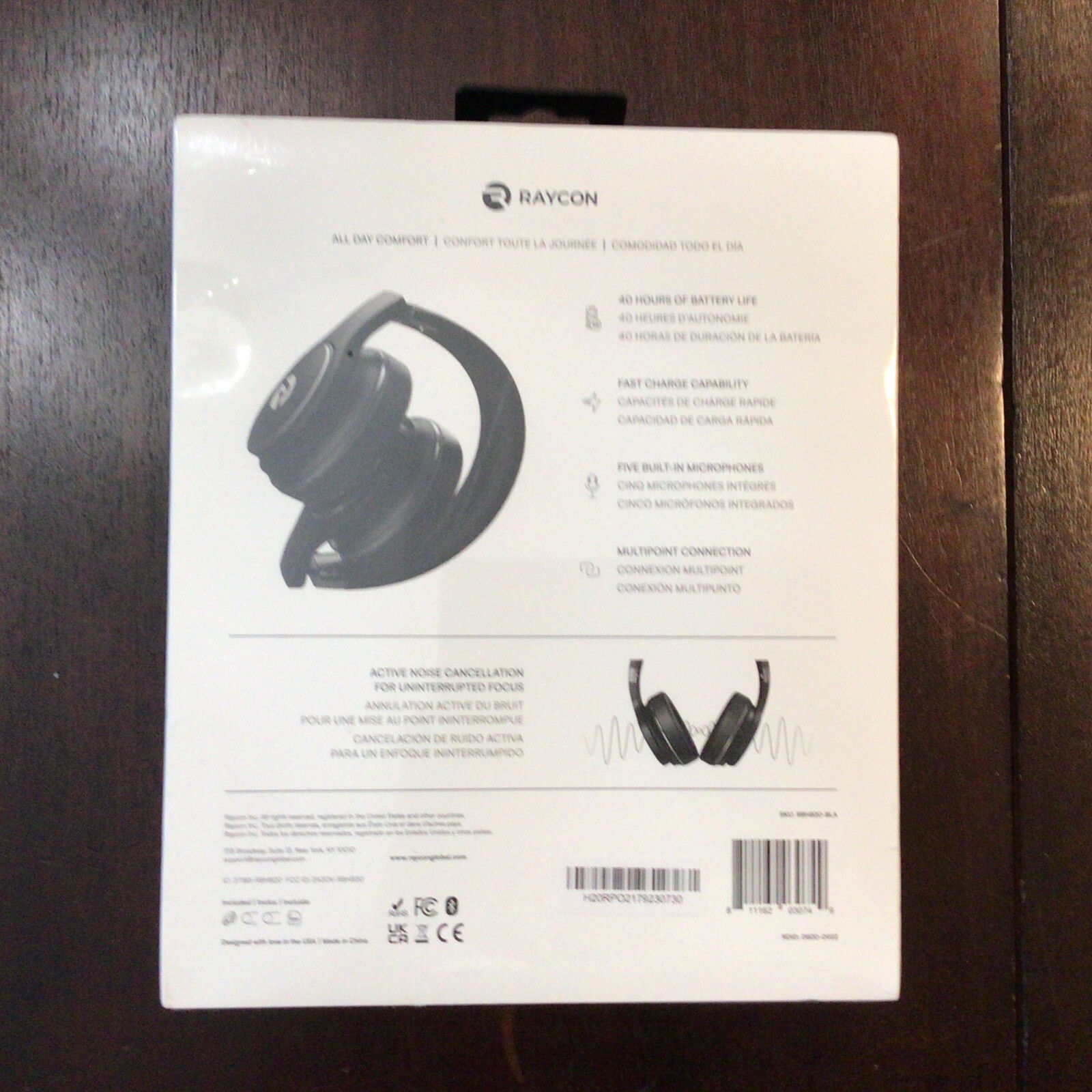 Raycon RBH820-BlK H20 Wireless Noise-Cancelling Over-the-Ear Headphones – Black