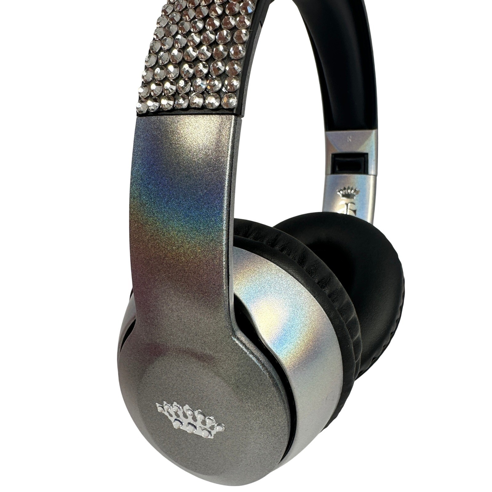 Juicy Couture Iridescent Silver Rhinestone Wireless Bluetooth Headphones NIB
