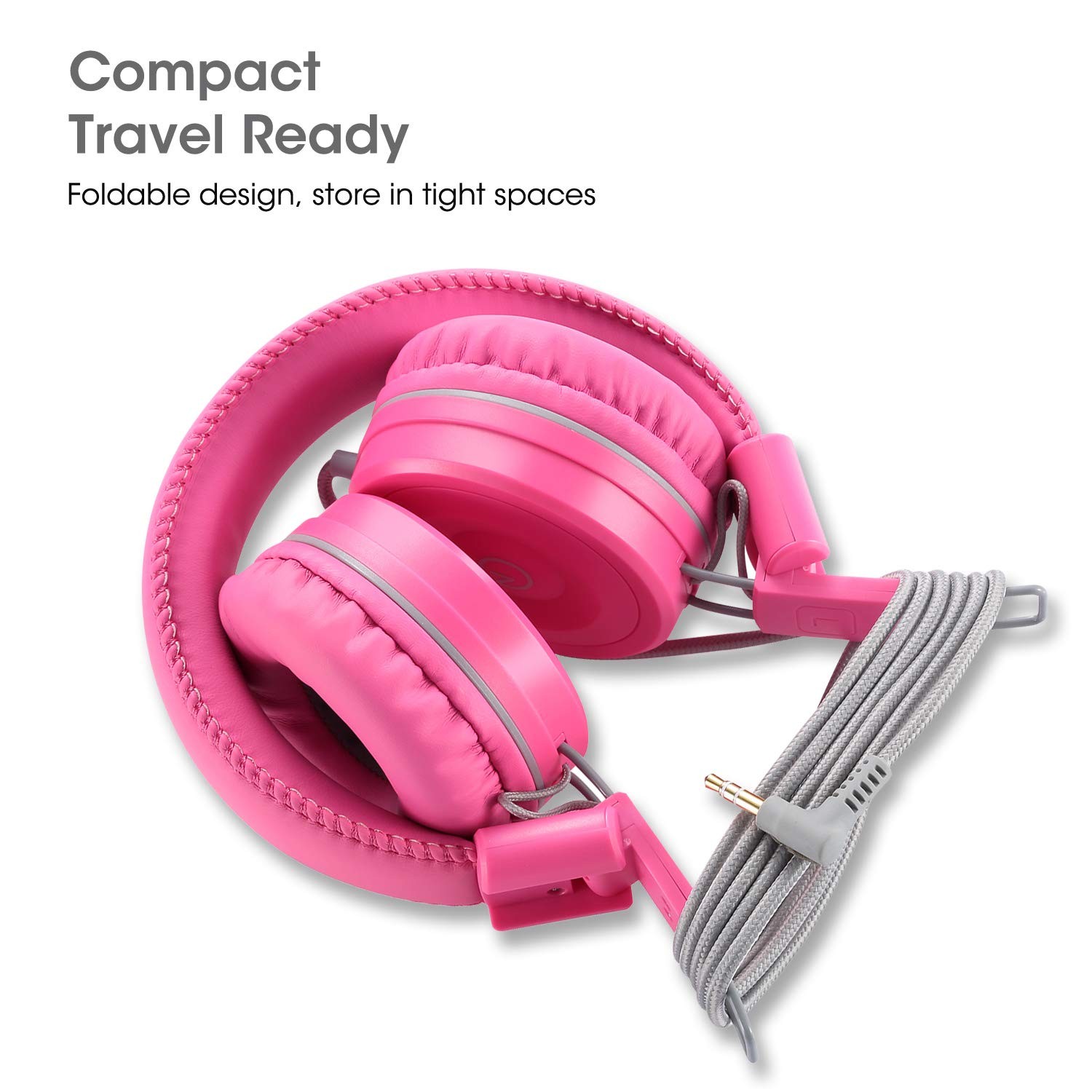 K22 Headphones Wired 3.5mm Jack, Foldable, Flamingo Pink