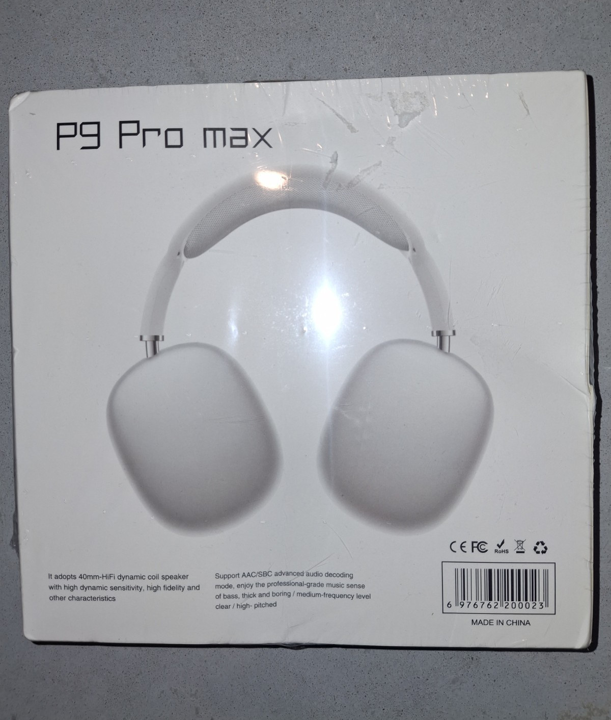 P9 Pro max Over-Ear Wireless Headphones Headband, White, Bluetooth