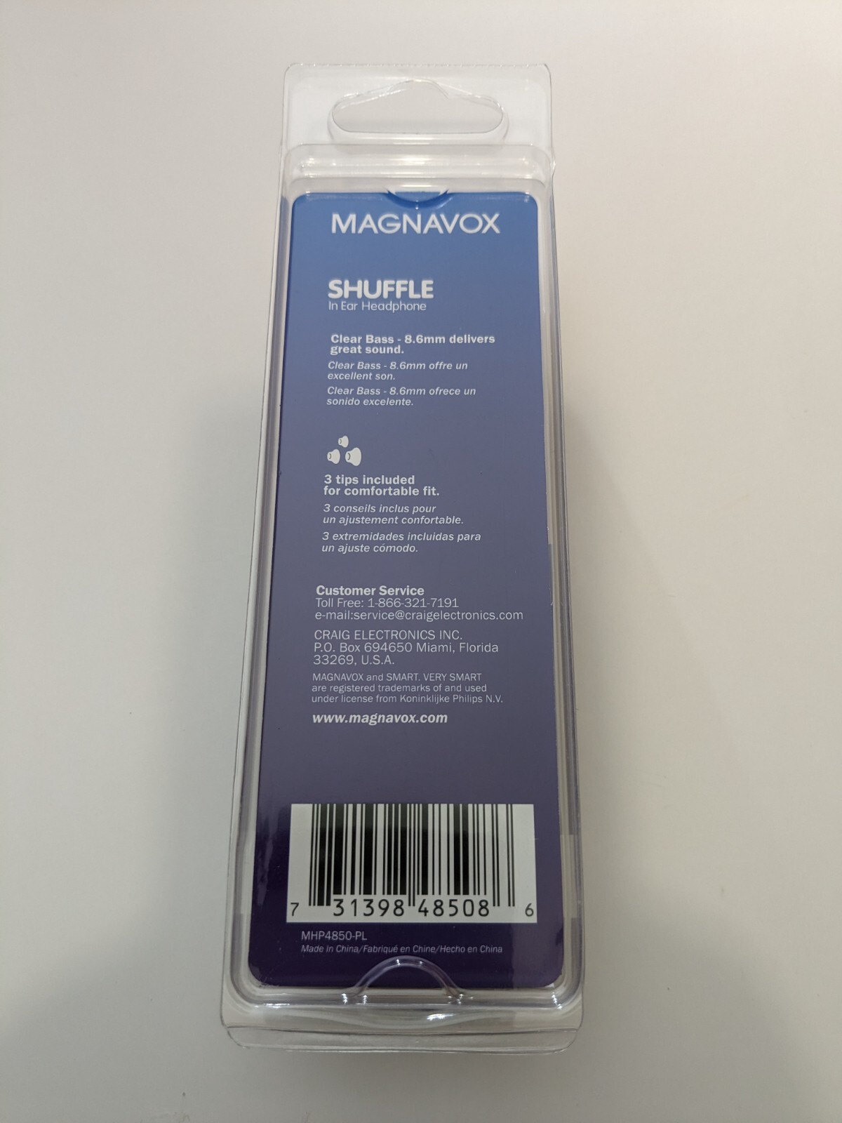 Magnavox Shuffle In Ear Headphone Clear Bass Purple 2 pack