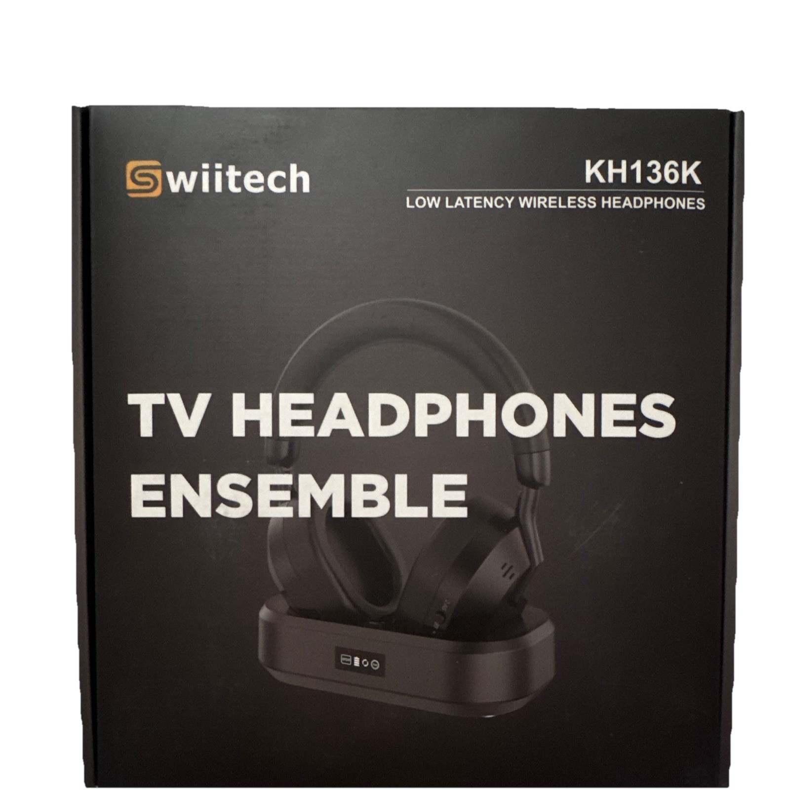 Swiitech KH136K Wireless Bluetooth UHF TV Headphones, Stereo Over-Ear Black
