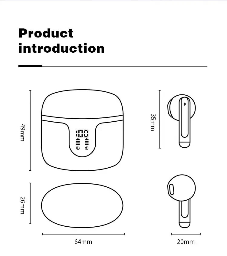 Bluetooth Headset 5.0 TWS Wireless Earphones Earbuds Headphones Stereo Ear Hook
