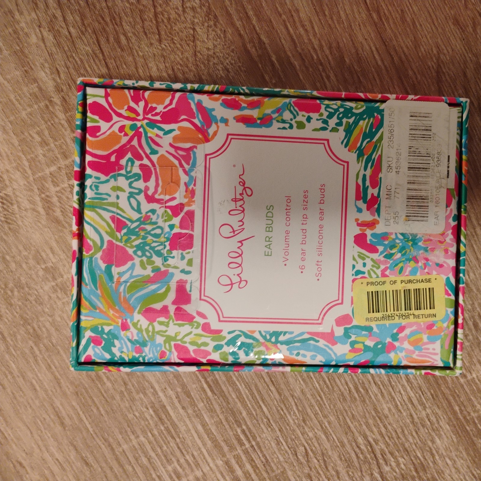 LILLY PULITZER Earbuds “Fan Sea Pants” volume control multicolor | NIB 48” cord