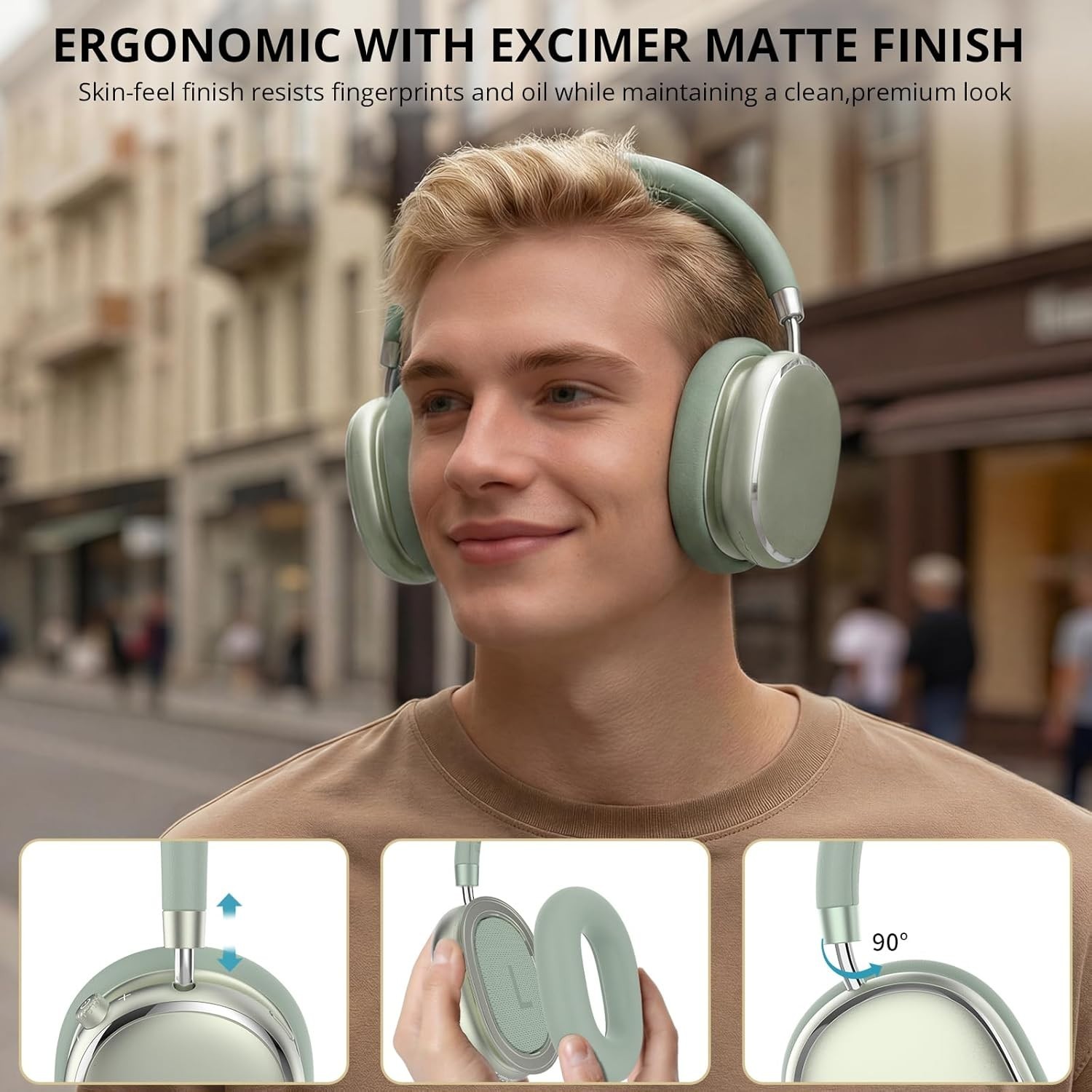 Comfort Fit Over Ear Headphones – 120H Battery Life, Smart Noise Cancellation