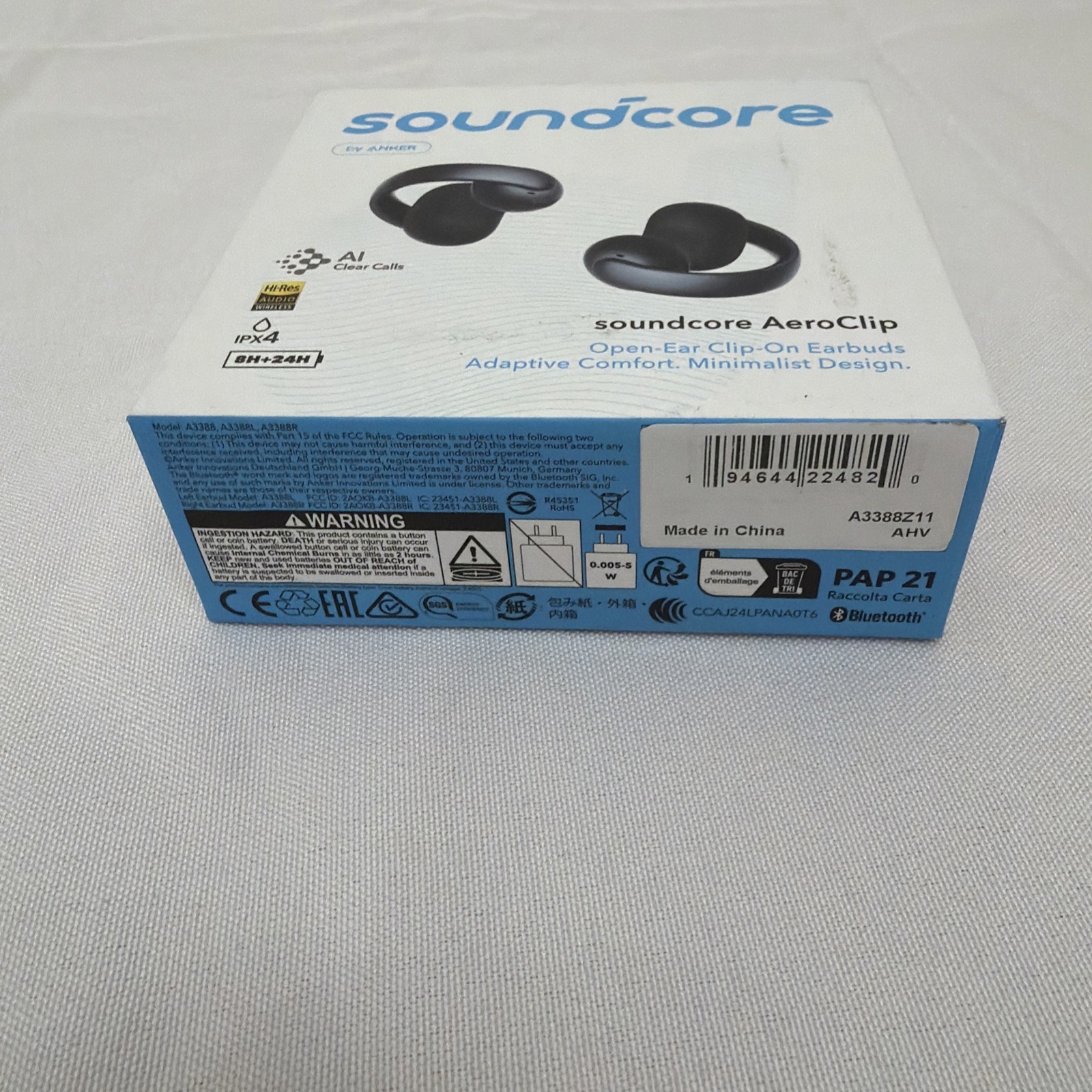 Soundcore AeroClip Open-Ear Earbuds Clip-On Headphones 4 Mic AI-Boost