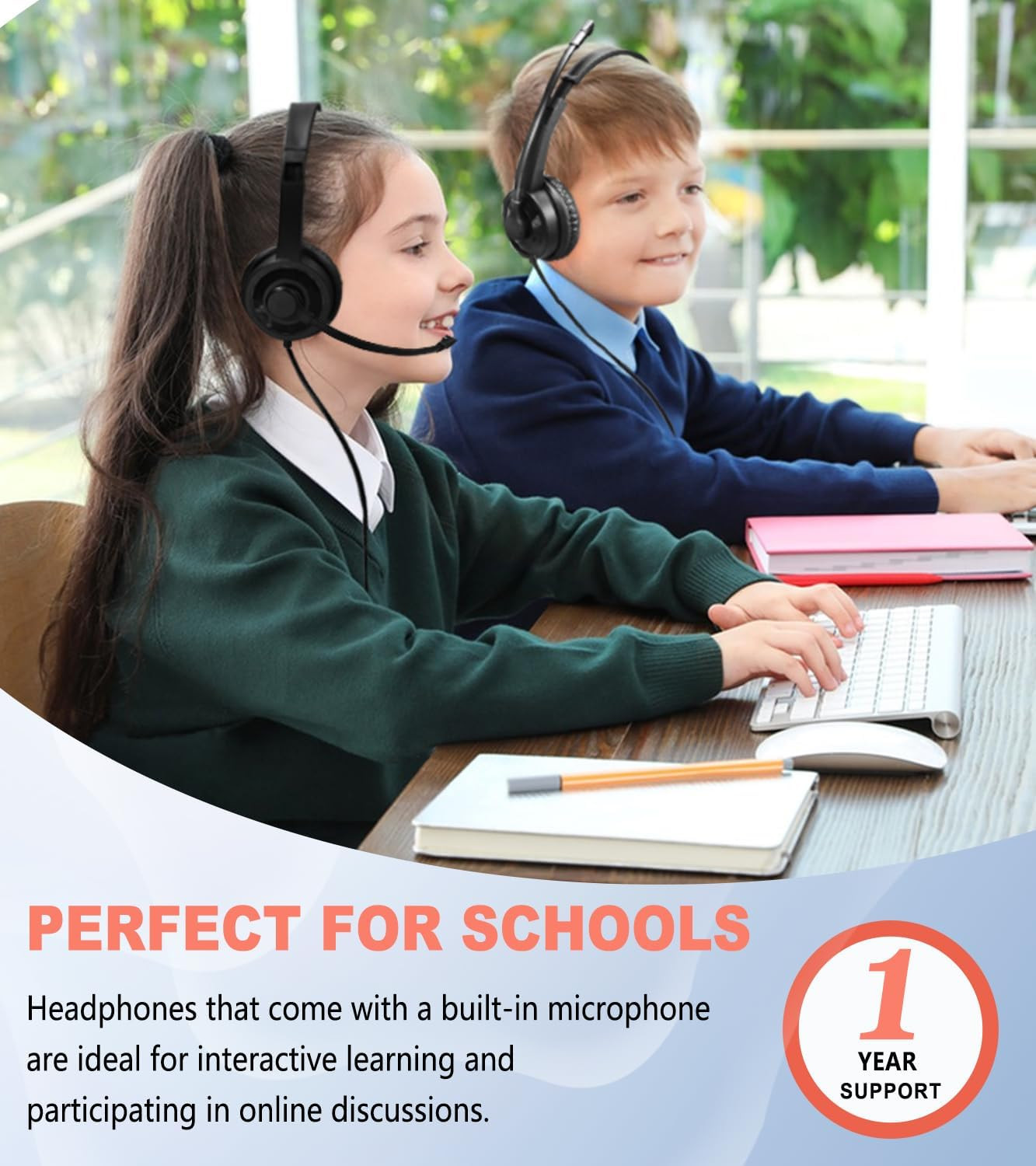 Bulk Headphones with Microphone for Classroom School (10 Pack),6Ft Ultra-Long Li