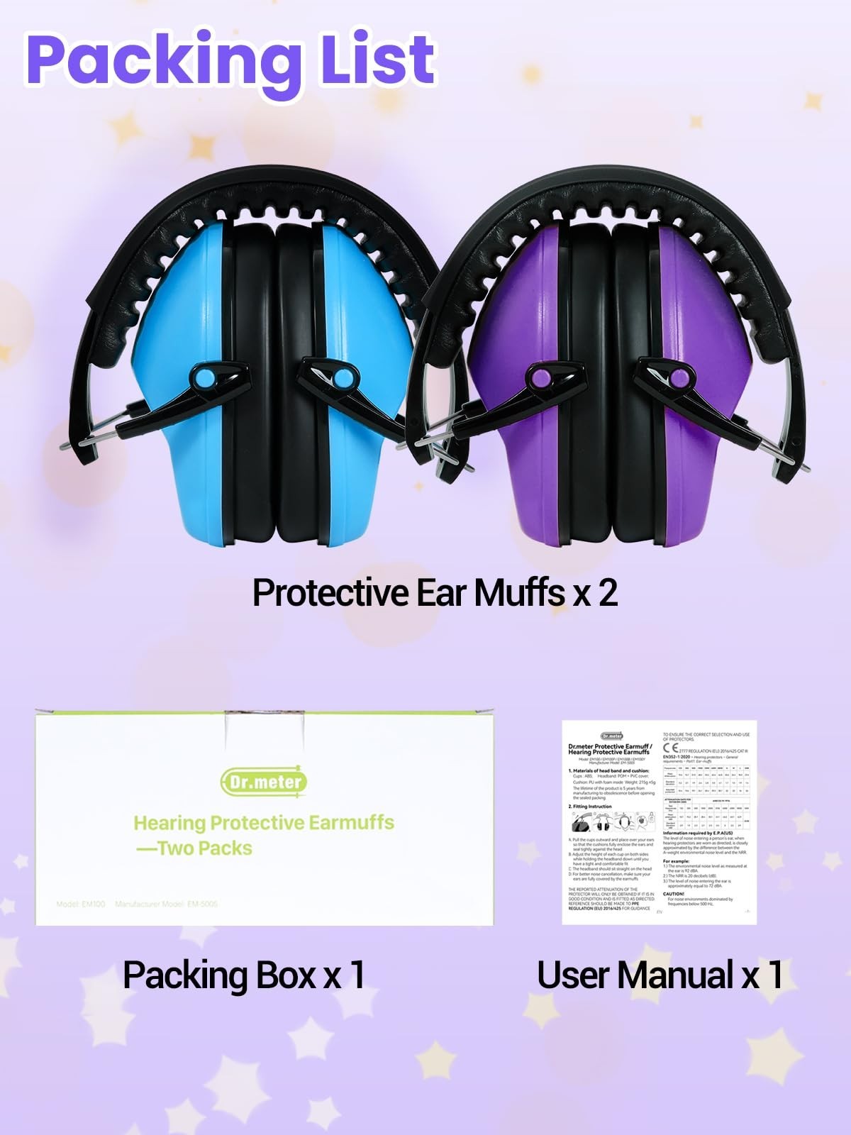 Noise Cancelling Headphones 2 Pack – Adjustable Ear Muffs for Kids & Adults, SNR