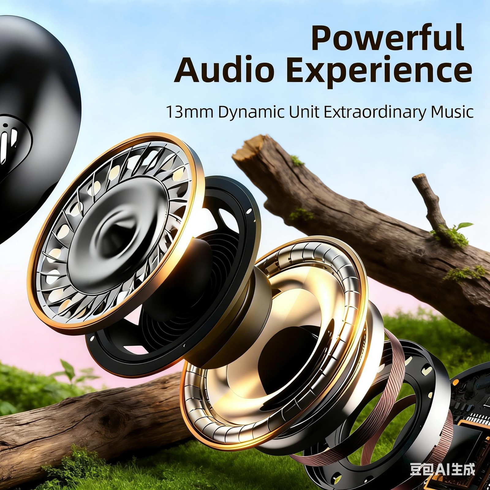 bmanl Wireless Earbuds, 13mm Dynamic Driver Powerful Bass, 30Hrs Black