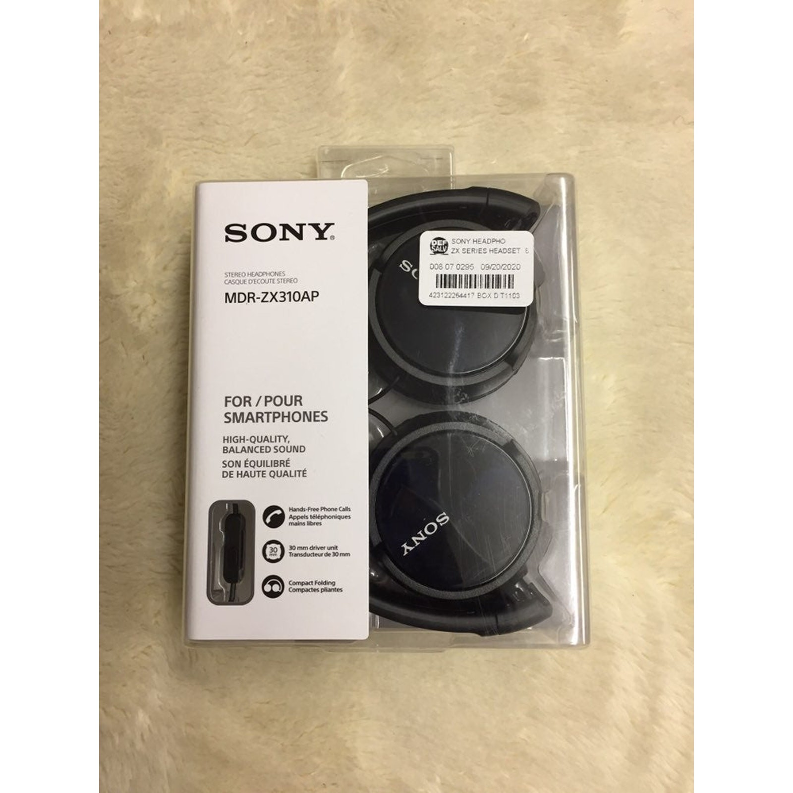 Sony On-the-Ear Wired Headphones-Black (MDR-ZX310APBZ)