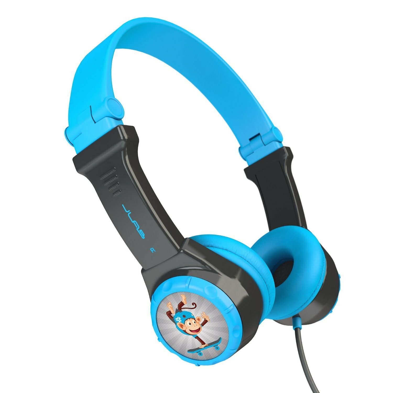 Kids Headphones Wired Volume Limiting Compact Folds Blue JLab JBuddies 4 School