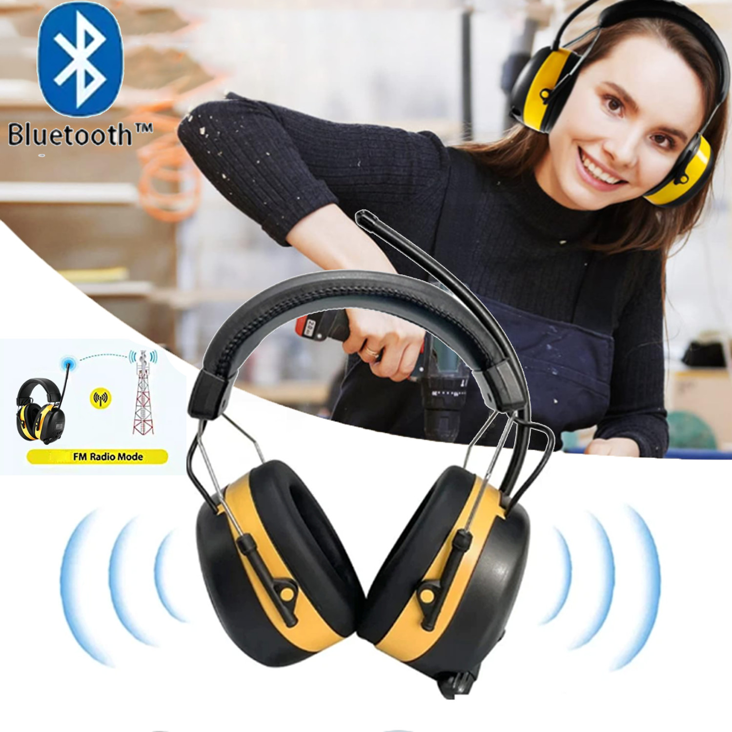 Bluetooth Hearing Protection Headphones With FM Digital Radio 30dB Noise level