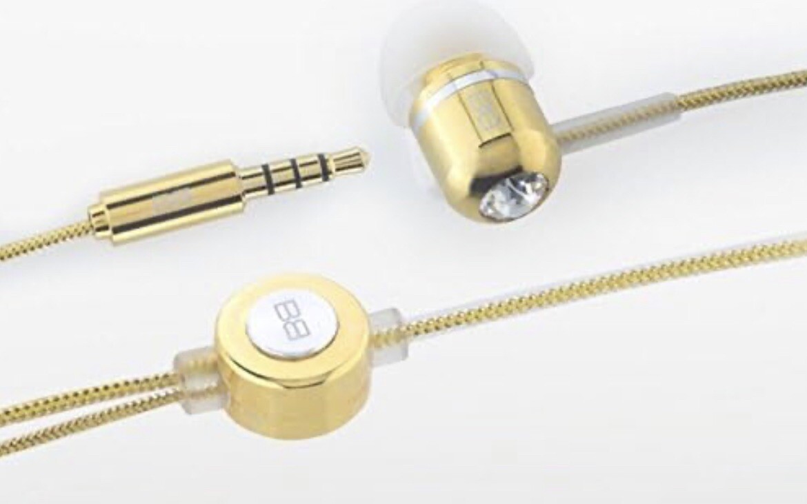 Limited edition BASSBUDS 24 Carat Gold Earphones with SWAROVSKI Crystals