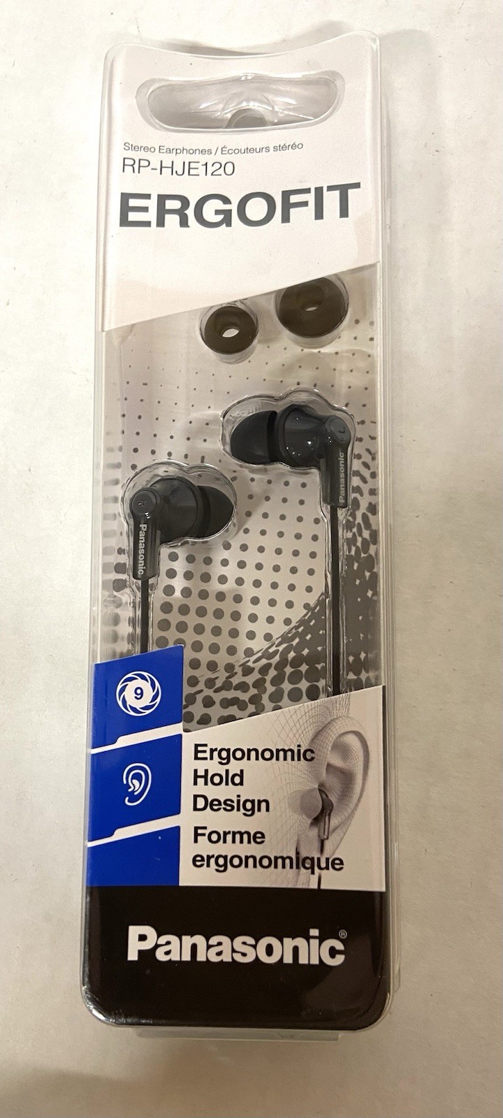 Panasonic ErgoFit Wired Earbuds Headphones 3.5mm jack BJ-HJE120 Black NEW