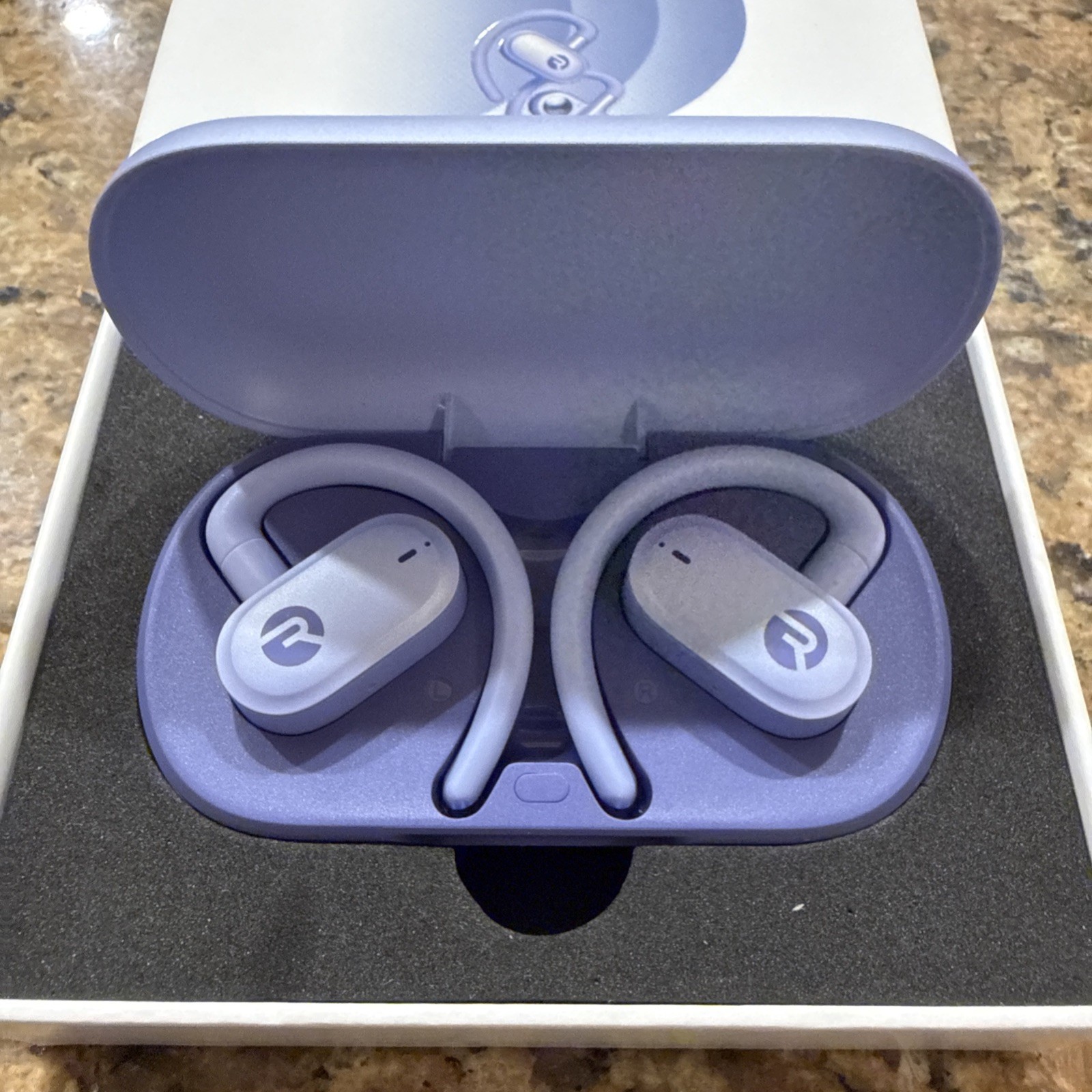 Raycon Fitness Open-Earbuds Bluetooth Wireless Headphones IPX5 Waterproof Purple