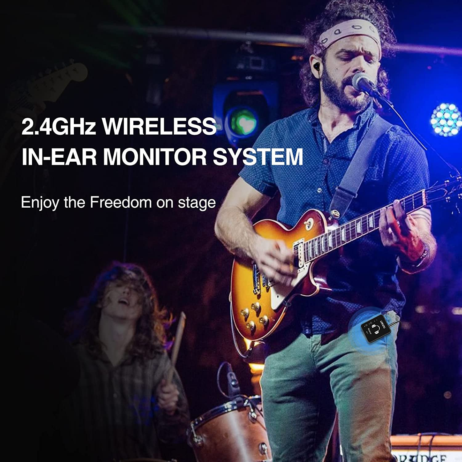 MS-1 Wireless in Ear Monitor System, 2.4Ghz Stereo In-Ear Monitoring with Transm