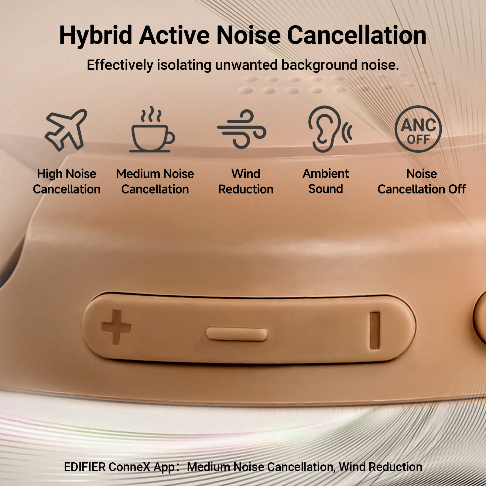 Edifier V80 Bluetooth Wireless Headphones Hybrid Active Noise Cancelling Headset