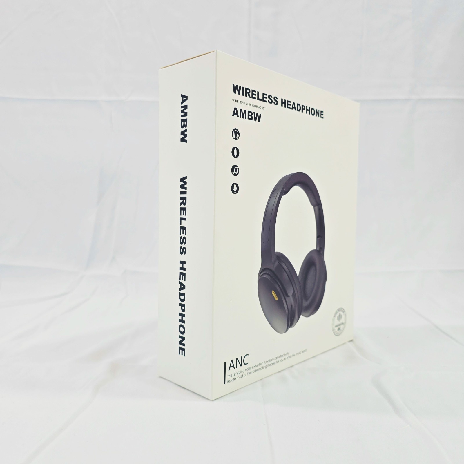 Wireless ANC Bluetooth Headphones Over Ear Noise Cancelling Headset AMBW Black