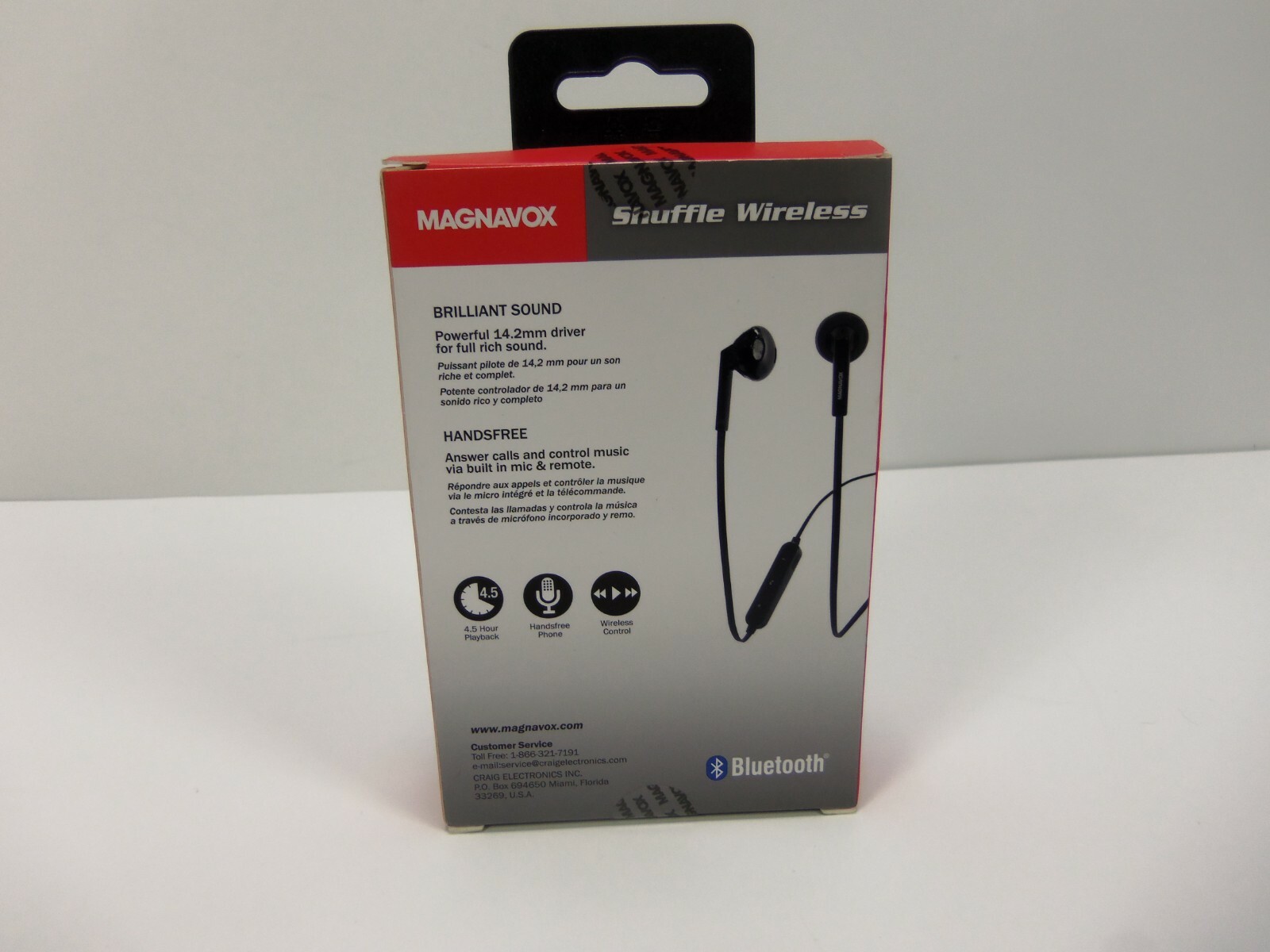 Magnavox Shuffle Wireless Black Earbuds w/ Bluetooth MBH539