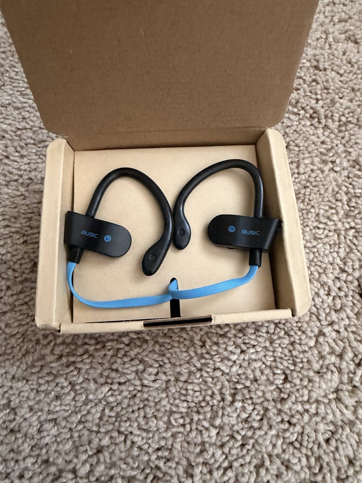 Wireless Bluetooth Ear-hook Headphones Black/Blue Stereo Hands-Free In-Ear