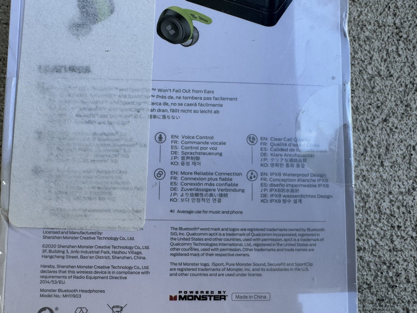 Monster Isport Champion Headphones True Wireless Earbuds Bluetooth 5.0