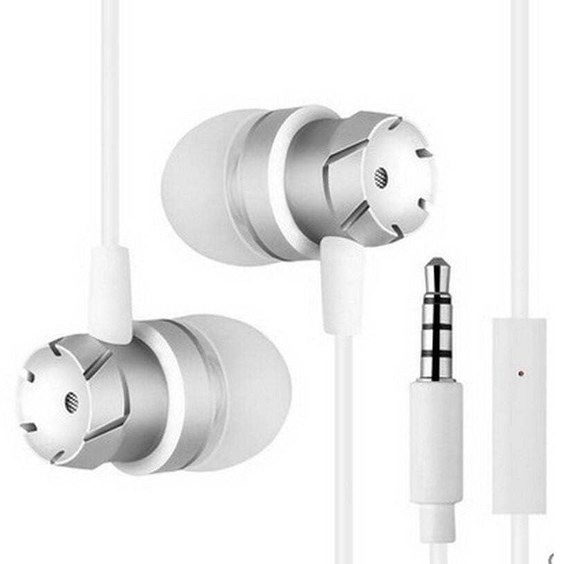 Earbuds Headphones Bass Corded Wire In-Ear Metal Call Button Mic White/Black/Red