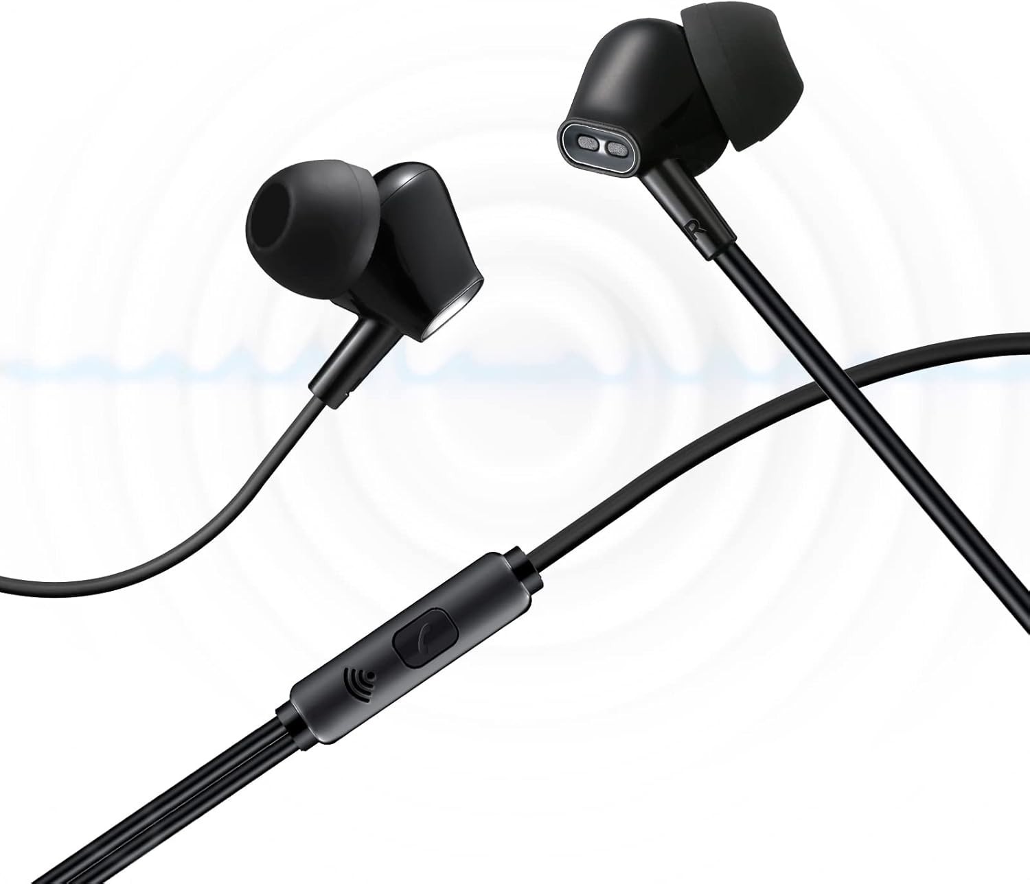 Stereo Bass Wired Earbuds with Tangle-Free Cord & Multifunctional Remote Control
