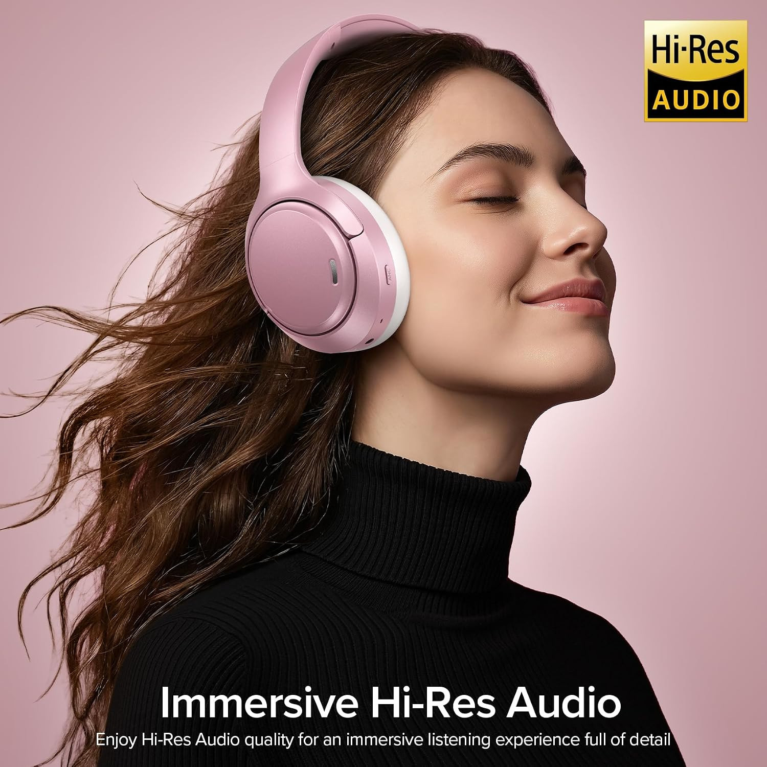 Hybrid Active Noise Cancelling Headphones 120H Long Playtime, 6 ENC Mic, Wireles