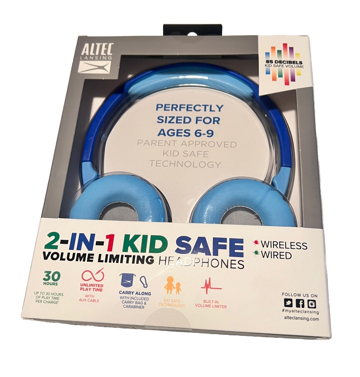 Altec Headphones 30 Hours Kid Safe 3.5mm Jack Wired Wireless Age 6-9 Electronics