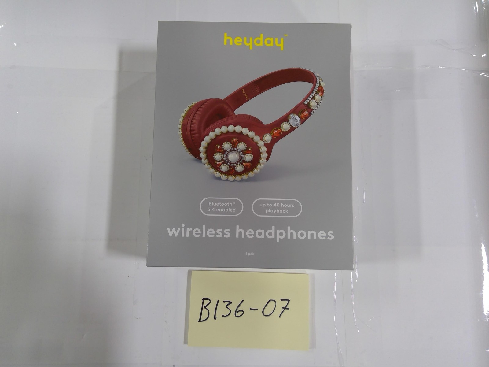 Heyday Wireless Headphones Bluetooth Red Jeweled 40 Hours Playback New Box