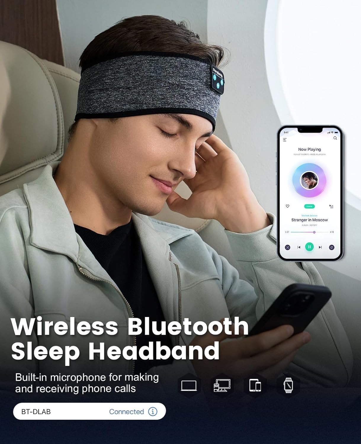 Bluetooth Sleep Headphones for Side Sleepers – 10+ Hours Playback